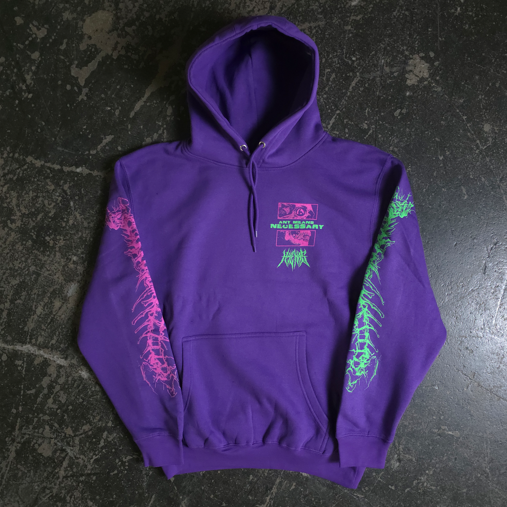 Are We Even Alive Pullover Hoodie Purple Any Means Necessary Clothing