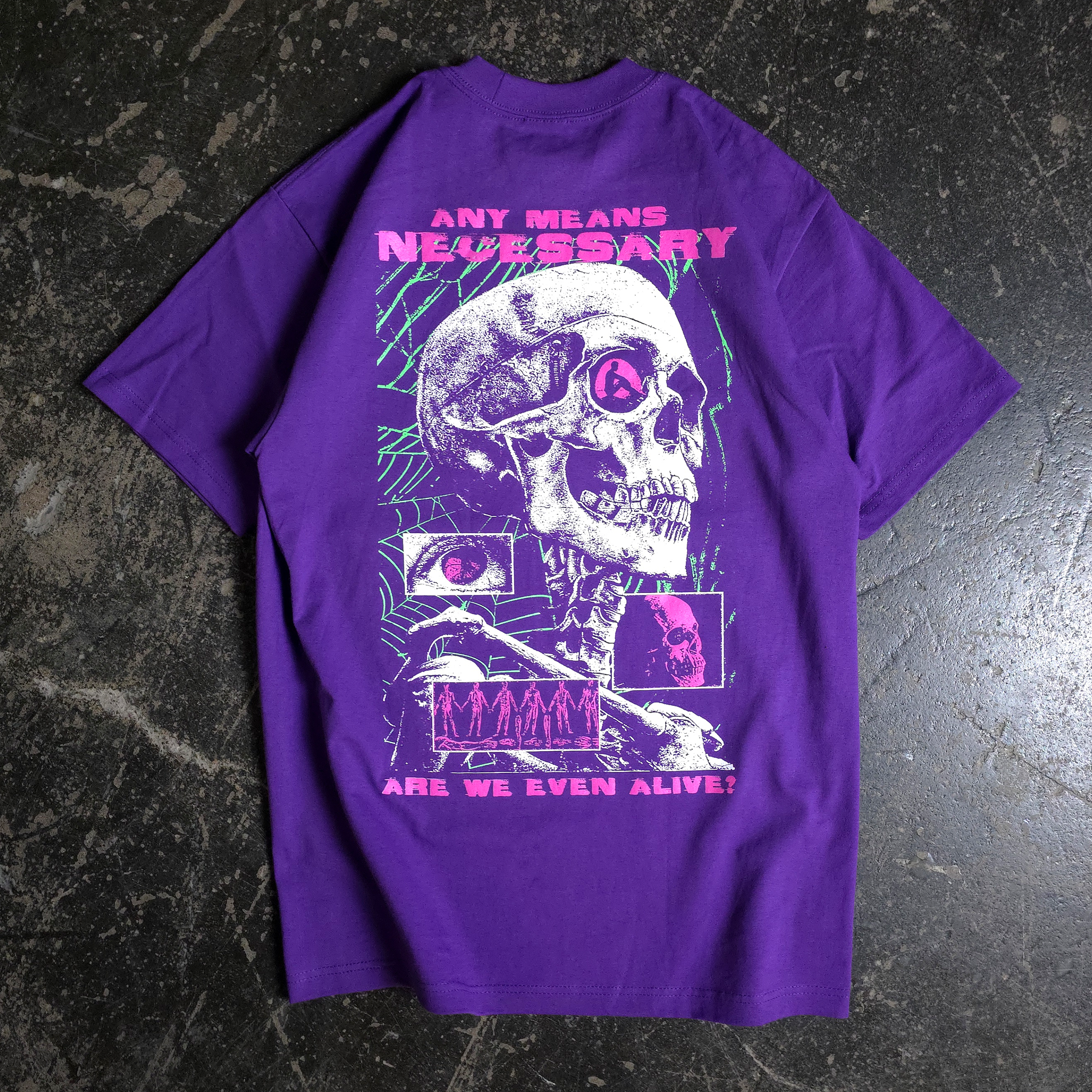 Are We Even Alive T-Shirt Purple Any Means Necessary Clothing