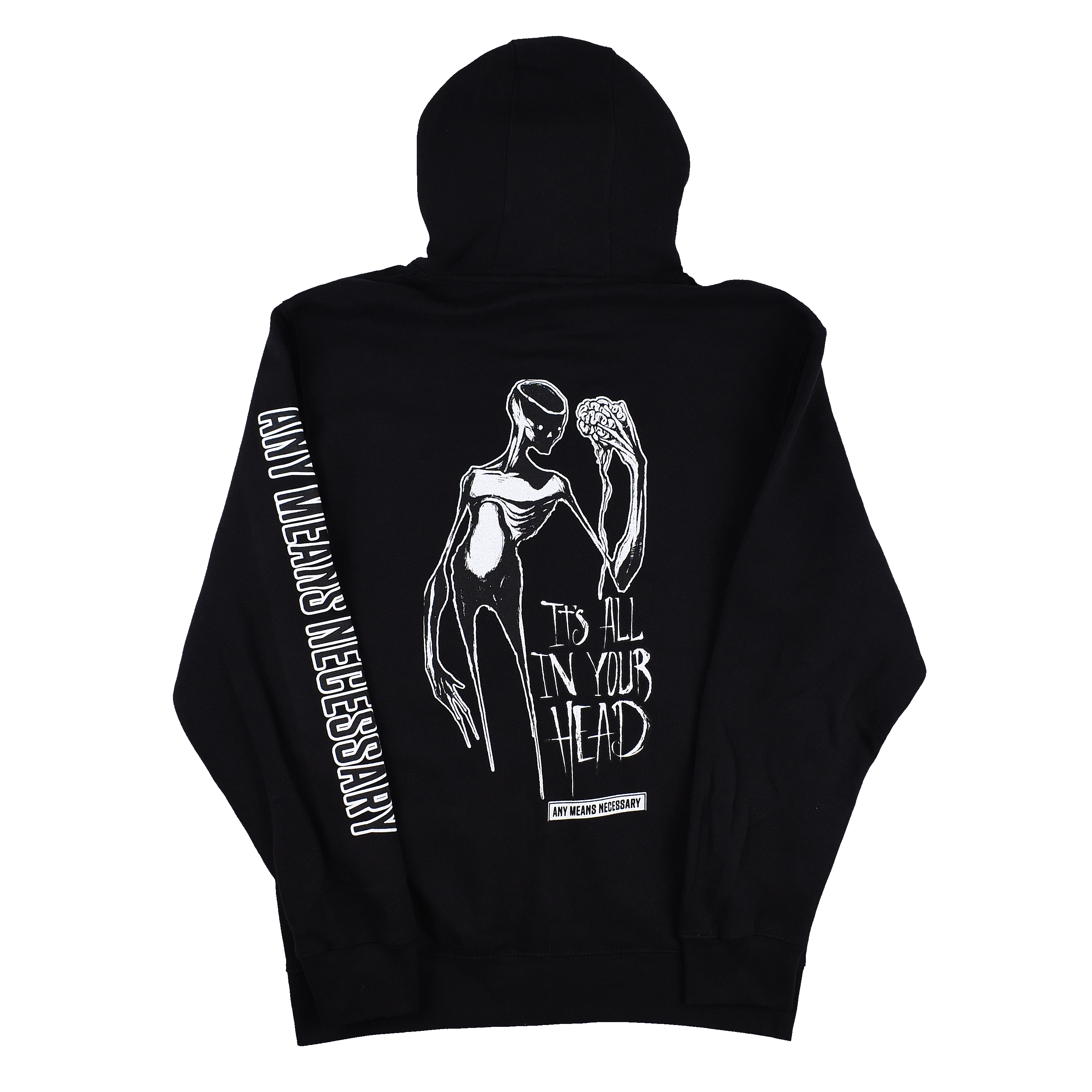 It's All In Your Head Zip Up Hoodie Black Any Means Necessary Clothing