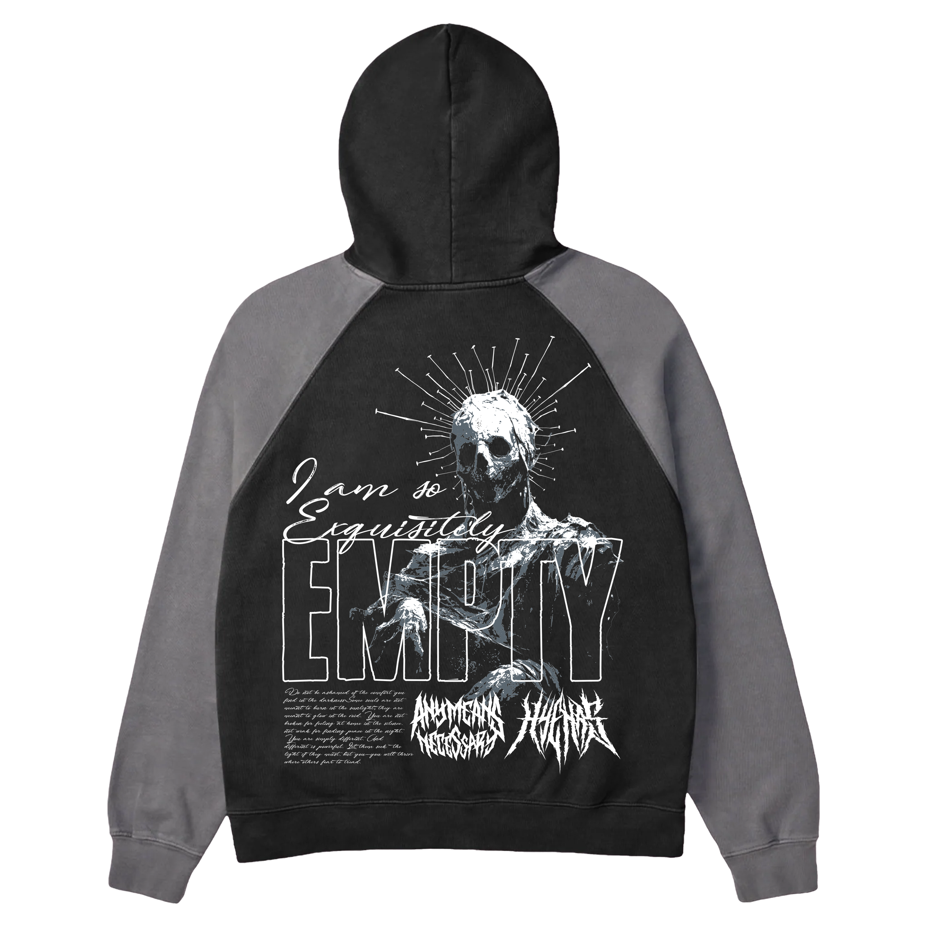 Empty Pullover Hoodie Black/Cement Any Means Necessary Clothing