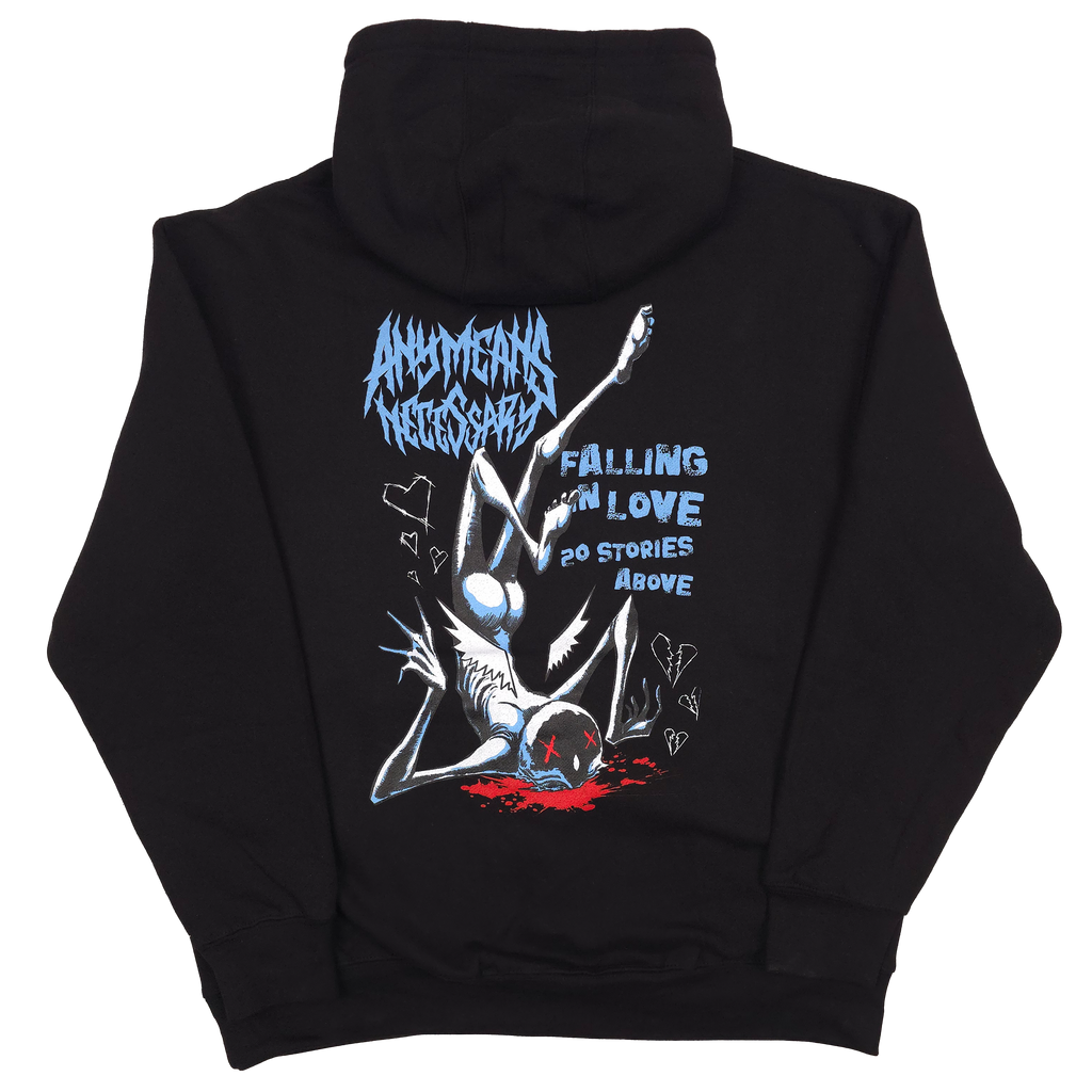 Falling in Love Pullover Hoodie Black Any Means Necessary Clothing