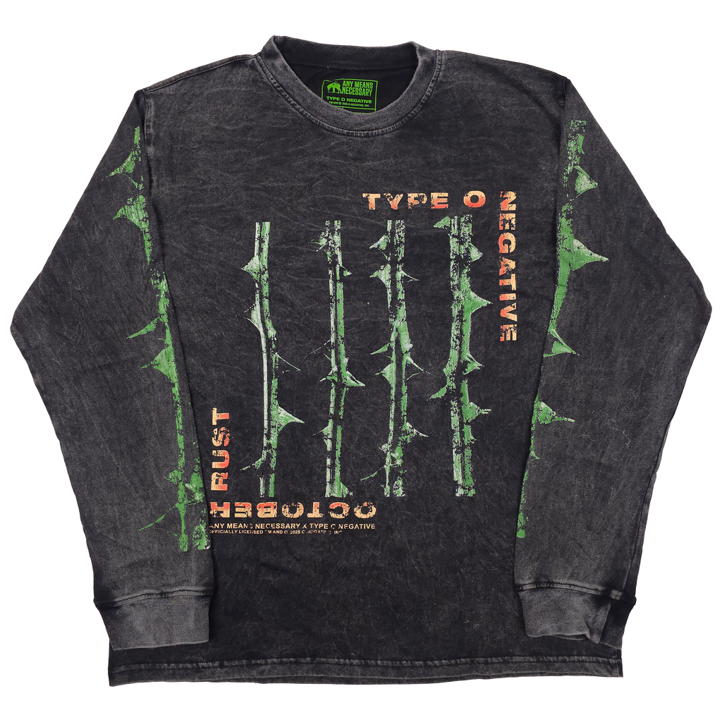 October Rust Long Sleeve T-Shirt Vintage Any Means Necessary Clothing