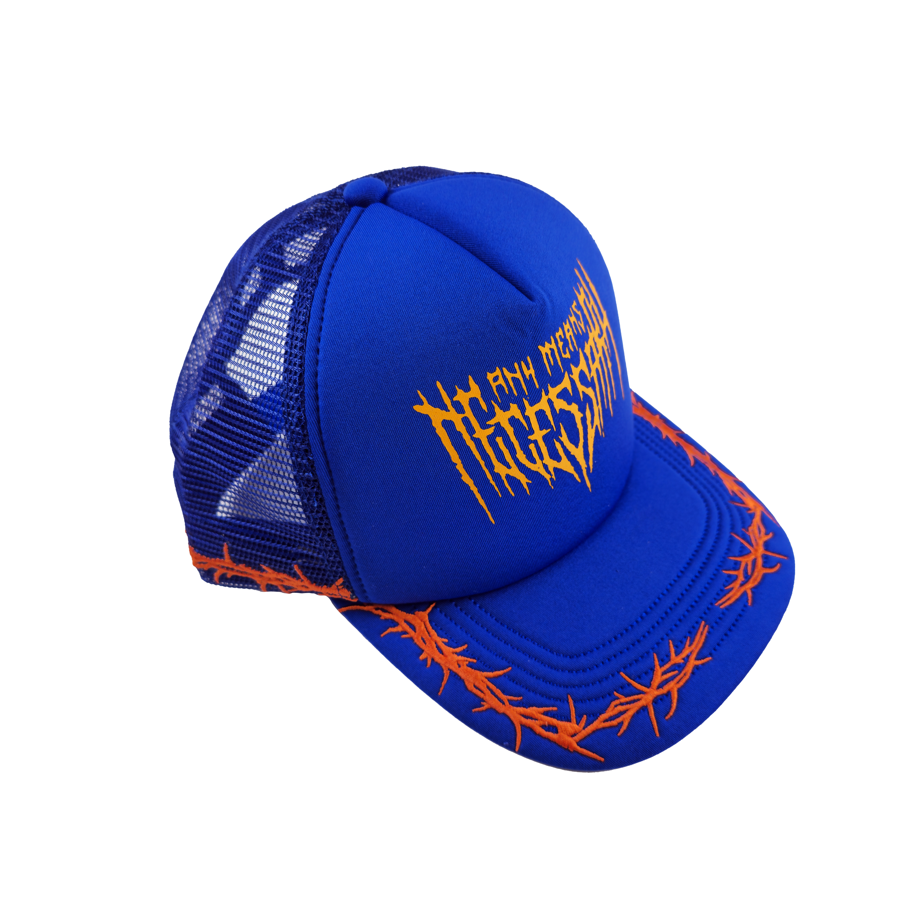 Thorns Trucker Hat Blue Any Means Necessary Clothing