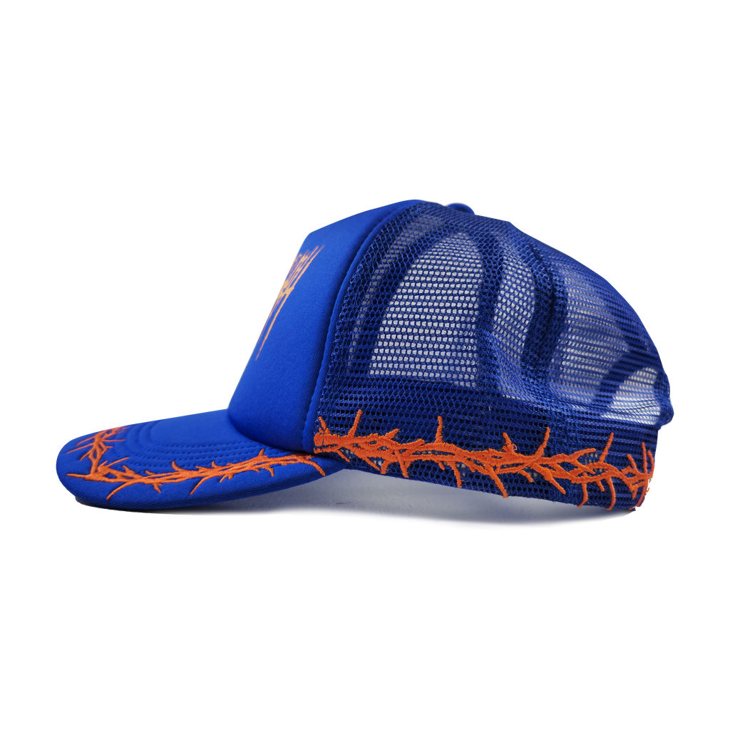Thorns Trucker Hat Blue Any Means Necessary Clothing