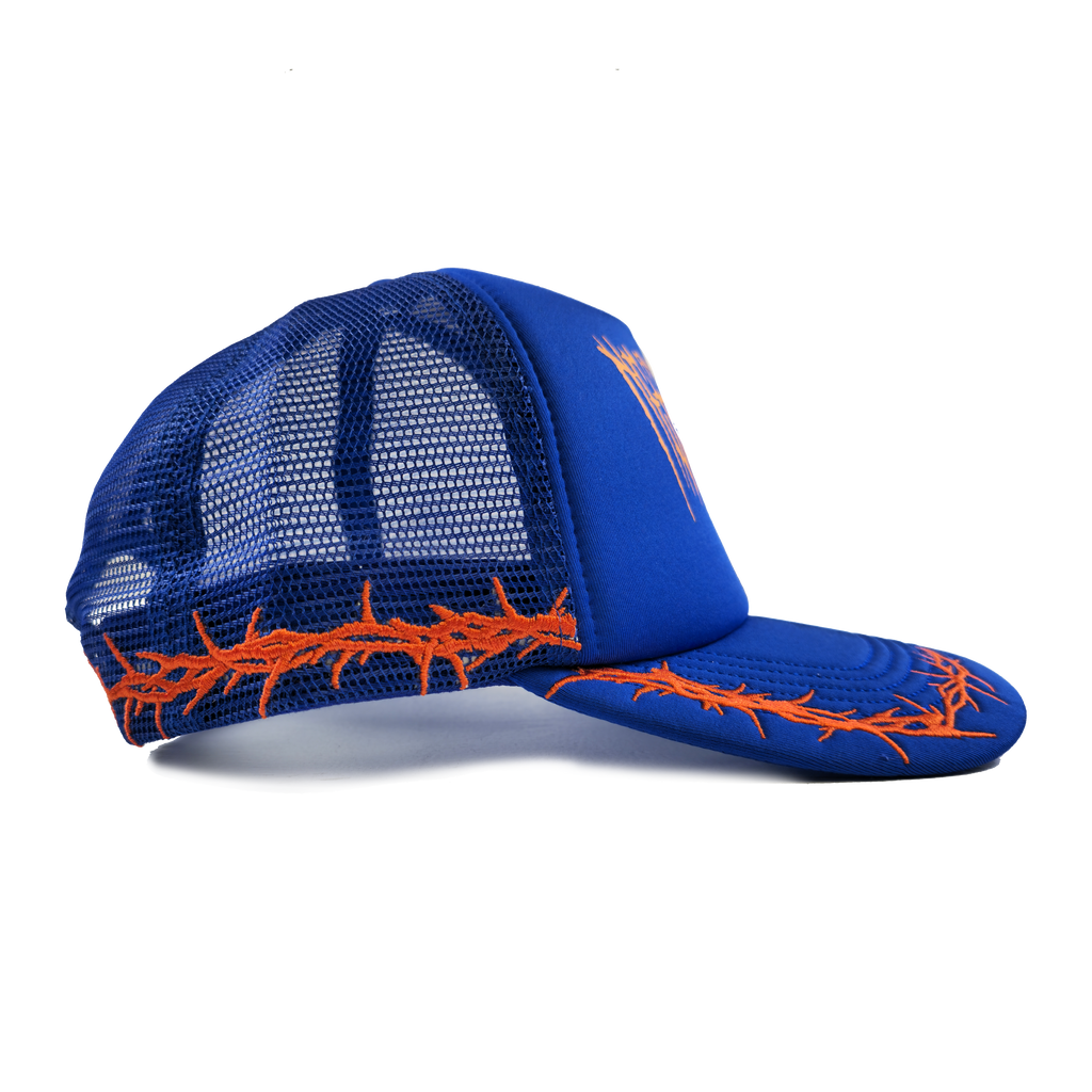 Thorns Trucker Hat Blue Any Means Necessary Clothing